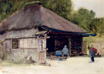 Teehaus im Dorf Hakone, um 1889