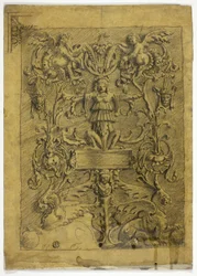 Dekoratives Design mit Putti und Greifen