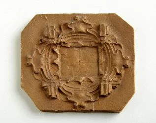 Maquette für eine achteckige Plakette (vergoldeter Gips)