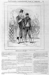 Pariser Fantasien von A. Grévin: „Beschweren Sie sich: Sie haben eine charmante Frau... eine Frau, die Sie liebt...“ _ „Ja, aber hier ist: Sie ist meine Frau“. In „Le charivari“, am 18.03.1882