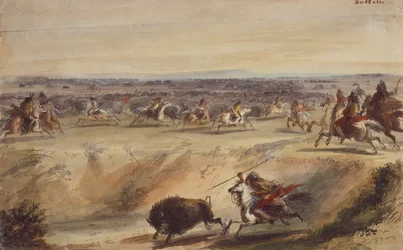 Eine Umzingelung oder Büffeljagd, um 1839