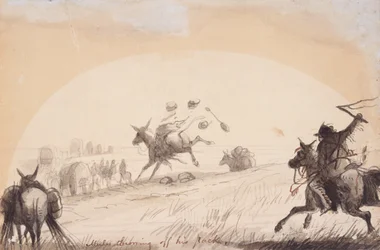 Maultier wirft seine Last ab, ca. 1837