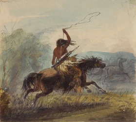 Shoshone-Frau wirft das Lasso, ca. 1837