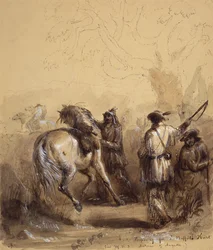 Sir W.D.S., Antoine und Auguste oder Vorbereitung auf eine Büffeljagd, ca. 1837