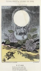 Die Heckenrose: Karikatur auf Victor Hugo - Illustration vom 22.03.1871 in „Blumen, Früchte und Gemüse des Tages“