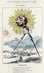 Le Soleil (Sonnenblume): Karikatur über Gambetta (1838 - 1882) - Ill. vom 12.01.1871 in „Blumen, Früchte und Gemüse des Tages“