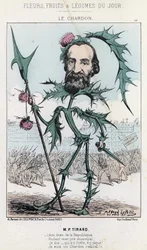 Le Thistle: Karikatur über P. Tirard - Ill. vom 30/03/1871 in „Blumen, Früchte und Gemüse des Tages“