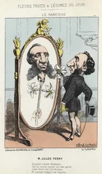 Die Narzisse: Karikatur über Jules Ferry - ill. vom 27/01/1871 in „Blumen, Früchte und Gemüse des Tages“