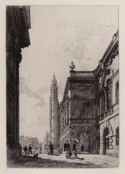 Cambridge: Das Senate House und die Universitätsbibliothek (Radierung)