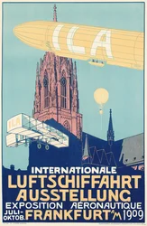 Werbeplakat für die Internationale Ballonfahrtausstellung 1909 in Frankfurt