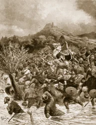 König Penda getötet in Winwaedfield, 655, Illustration aus 