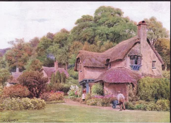 Almhäuser, Selworthy Green, Somerset, aus The Cottages and the Village Life of Rural England, veröffentlicht von Dent & Sons Limited