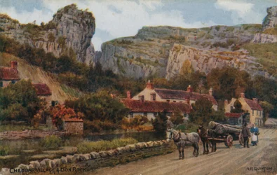 Dorf Cheddar und Löwenfelsen