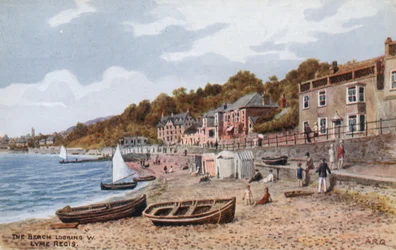 Der Strand, Blick nach Westen, Lyme Regis