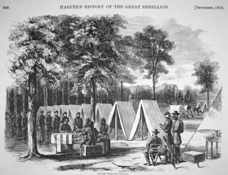 Pennsylvania-Soldaten stimmen im Hauptquartier der Armee von James im September 1864 ab, aus 