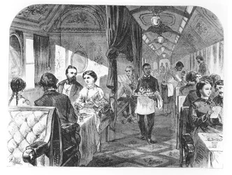 Der Palace Hotel-Wagen der Union Pacific Railway, Mitte des 19. Jahrhunderts