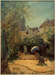 Frau mit Sonnenschirm - Sommerszene