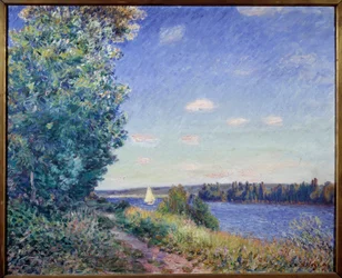 Der Weg am Wasser in Sahurs. Gemälde von Alfred Sisley (1839-1899) 1894
