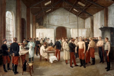 Impfung im Krankenhaus Val-de-Grâce in Paris, um 1900.