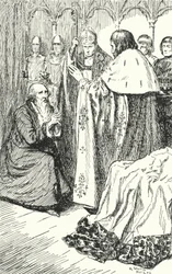 Dom Duarte, der neue König von Portugal, lehnt die Bitte seines Arztes Guedelha ab, ihn nicht vor Mittag zum König auszurufen, aufgrund einer ungünstigen Sternendeutung, 1433