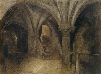 Mont St Michel, Die Krypta von Aquilon, ca. 1876