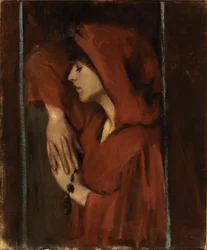 Frau mit roter Kapuze