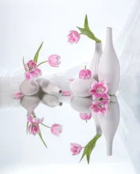 Spiegelungen rosa Tulpen