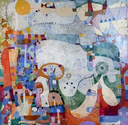 Verspielte Patchwork-Stadt