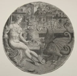 Nackte Frau und ein Drache, 1523.
