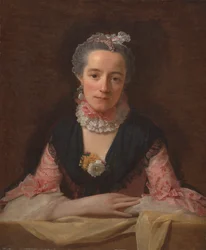 Dame in einem rosa Seidenkleid