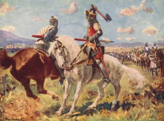 Die Schlacht von Bannockburn (Farblithografie)