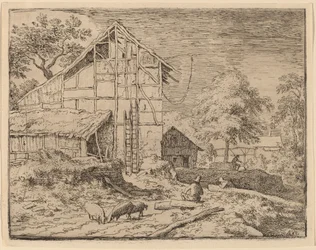 Hütte mit zwei Leitern