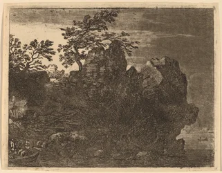 Großer Felsen am Fluss, wahrscheinlich ca. 1645-1656