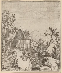 Mann auf einer kleinen Holzbrücke