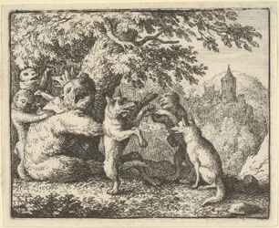 Auf Befehl des Löwen wird ein Stück Haut vom Bären genommen, ein Stück der Vorderpfoten..., 1650-75