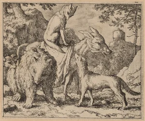 Reynard sitzt auf dem Esel, wahrscheinlich ca. 1645-1656