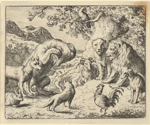 Der Bär sucht Gerechtigkeit beim Löwen gegen Renard, 1650-75