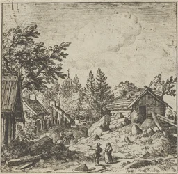 Das Dorf auf dem bergigen Gelände, 17. Jahrhundert