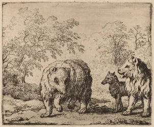 Der Löwe befreit den Bären und den Wolf