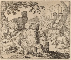 Der Löwe befiehlt einen Massenangriff auf Reynard, wahrscheinlich ca. 1645-1656
