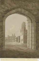 Dudley Schloss - Der Bergfried: Rot-Sepia-Zeichnung, 8. Juni 1843