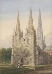 Lichfield Kathedrale - Westfront: Aquarell, undatiert [6. Sep. 1842]