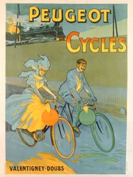Poster zur Werbung für Peugeot-Fahrräder