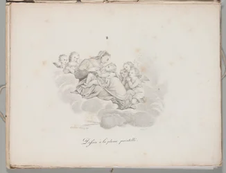 Die Kunst der Lithographie: Madonna und Kind auf den Wolken, Platte II