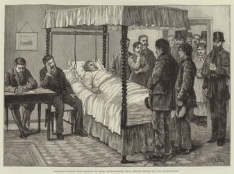 Gefangene, die beschuldigt werden, Mr. Hearn in Ballinrobe, Mayo, erschossen zu haben, werden ihm zur Identifizierung vorgeführt