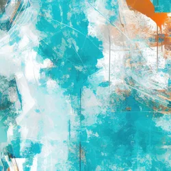 Dynamische türkis-orange Kunst