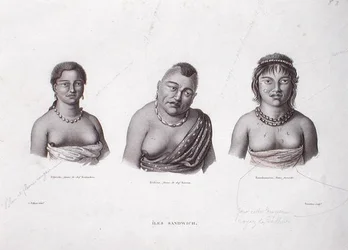 Frauen der hawaiianischen Häuptlinge von den Sandwichinseln, ca. 1824