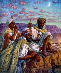 Gruppe arabischer Hirten. 1861 - 1929. Ein französischer orientalistischer Maler. 1918