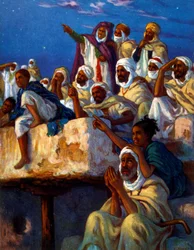 Illustration, die Araber beim Gebet während des Ramadan zeigt. Von Nasreddine Dinet (Alphonse-Étienne Dinet). 1861 – 1929