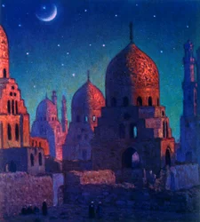 Die Stadt der Toten oder Kairo Nekropole, Kairo, Ägypten. Von Nasreddine Dinet (Alphonse-Étienne Dinet)